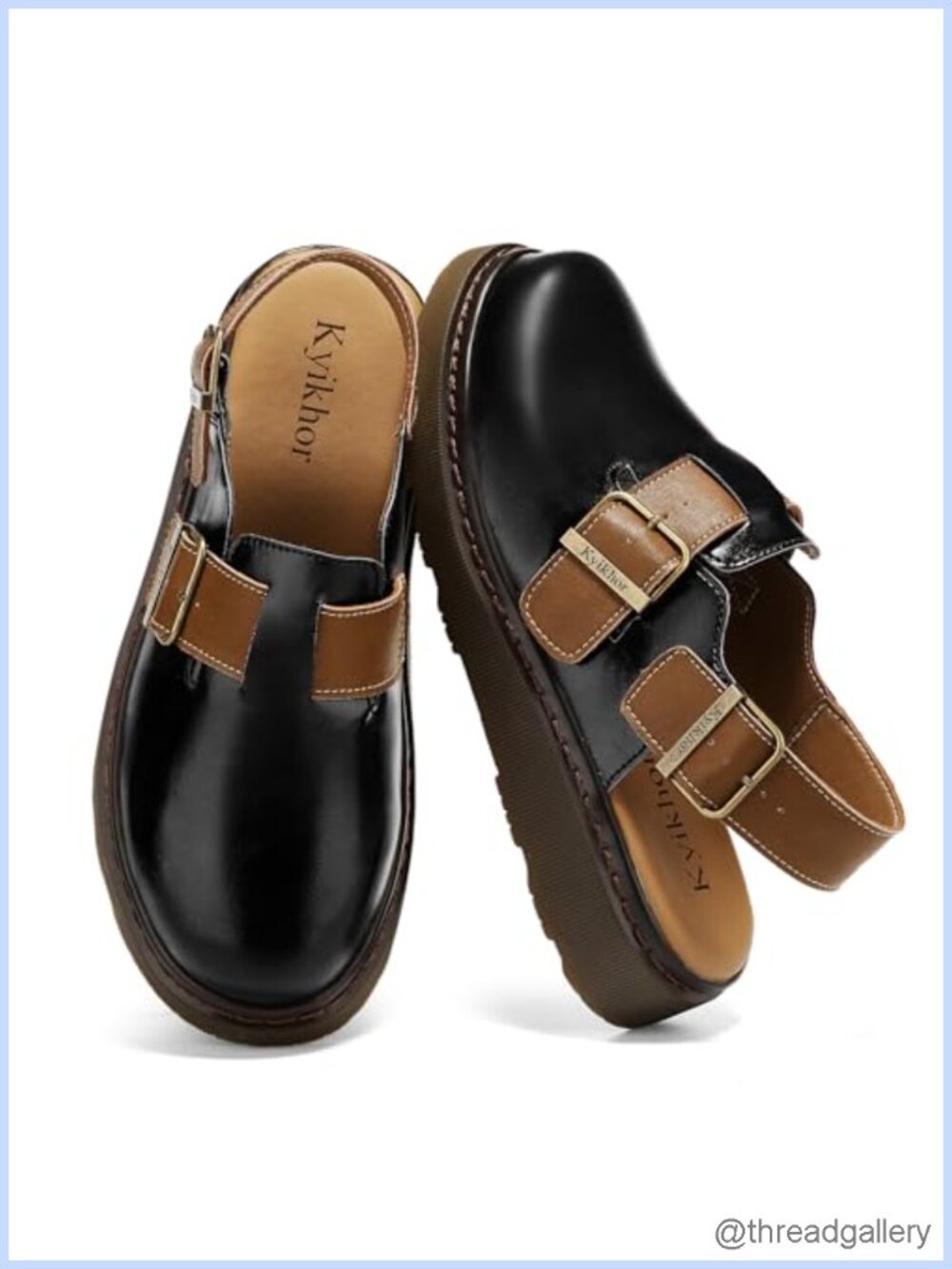 Genuine Leather Women's Clogs Slip-On Loafers Comfort Buckle Mules Work Shoes